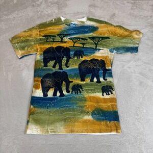 Vintage‎ Deep Sea Shirt Womens Medium Multicolor Preowned Elephant Africa Comfy